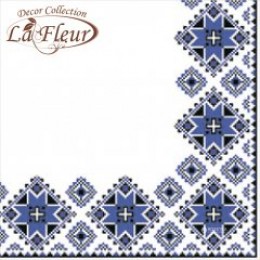 LA FLEUR серветка столова 2-ш ВИШИВКА СИНЯ 33*33 20 шт