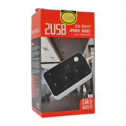 Подовжувач/фільтр 1,8м 4 гнізда (заземл.) + 3 USB гнізда