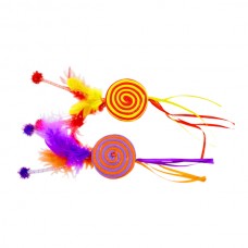 Іграшка д/котів YBL Круг з пірям і стрічками *12