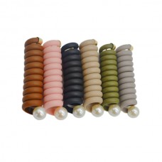 Резинка-спіралька д/волосся Кольорова Перлина 1шт на хвостик *12