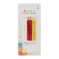 Набір свічок д/торта Party 7,5см Біла з Срібло/Золото/Червона в блискіт 6шт Мікс арт188-1