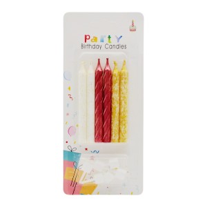 Набір свічок д/торта Party 7,5см Біла з Срібло/Золото/Червона в блискіт 6шт Мікс арт188-1