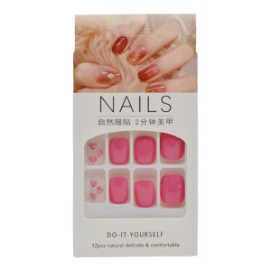 Нігті накладні 12шт Квадрат з манікюром Мікс арт.LX-4-1/LX-4-2/LX-4-3/LX-4-4