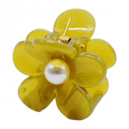 Краб д/волосся пластик 1шт 4см Квітка з перлиною арт.B113 *12