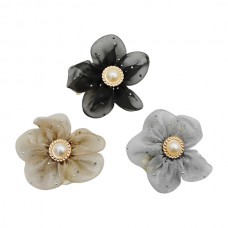 Заколка-прищіпка д/волосся 1шт Квітка з перлиною арт.A027 *10