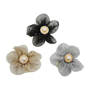 Заколка-прищіпка д/волосся 1шт Квітка з перлиною арт.A027 *10