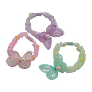 Резинка д/волосся 1шт Дитяча Органза Метелик з Перлинкою арт.67#-32 *50