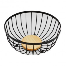 Фруктовниця металева каркасна 25см 1шт Чорна деревяна вставка арт.A16-019