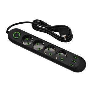 Подовжувач фільтр (4 євро-розетки+3usb) 2м,ар302 п/ет