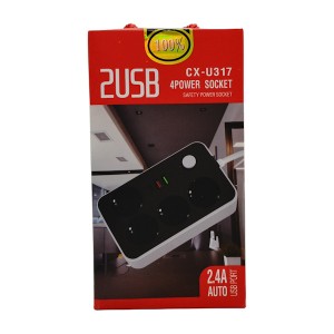 Подовжувач/фільтр 1,8м 4 гнізда (заземл.) + 2 USB гнізда ар.CX-U318