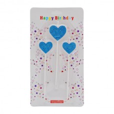 Набір свічок д/торта декор Серце з глітером 3D 3шт 16см