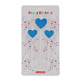 Набір свічок д/торта декор Серце з глітером 3D 3шт 16см