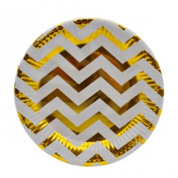 Тарілка святкова паперова Біла Золото/Срібло 10шт Мікс