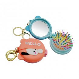 Розчіска дитяча Кругла Міні розкладна з дзеркалом Декор Мікс арт.M5