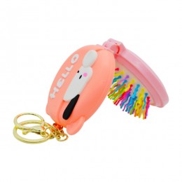 Розчіска-брелок дитяча Кругла Міні розкладна з дзеркалом Декор Мікс *12