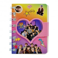 Блокнот А7 в лінію на спіралі BTS з липучкою арт.100K-802 *20