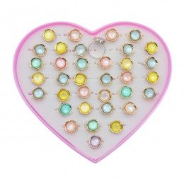 Каблучка дитяча 1шт металева Квіточка/Каміння Мікс арт.JZT-01/JZT-04 *36