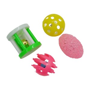 Іграшка д/котів PotatoCat М'ячики з циліндром 4шт Набір Мікс арт.KR-026/028