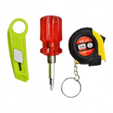 Набір інструментів Міні 3шт викрутка/канц.ніж/рулетка 1м з брелком арт.YJL7882-11