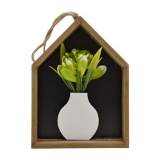 Декоративний навісний Будиночок 16*12*3см Ваза з квітами