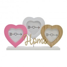 Декоративна фоторамка 28*14см Серця на 3 фото з написом Home *6