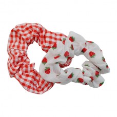 Резинка д/волосся 1шт Текстильна Біло-Червона Візерунок Мікс арт.67#-D09 *25