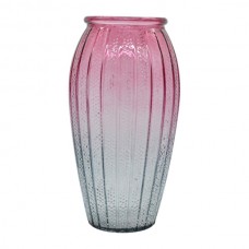 Ваза д/квітів Скляна 26см Ребриста амфора двоколірна *24