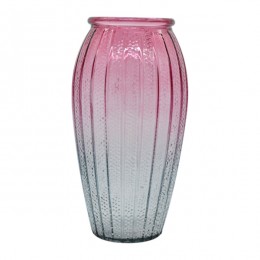Ваза д/квітів Скляна 26см Ребриста амфора двоколірна *24