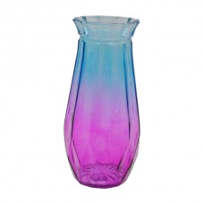 Ваза д/квітів Скляна 28см Ребриста двоколірна *24