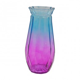 Ваза д/квітів Скляна 28см Ребриста двоколірна *24