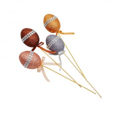 Пасхальне яйце на шпажці глітер/камінці 6см 1шт (4шт)
