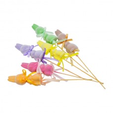 Кролик на шпажці з бантом флокований 10см 1шт (6шт)