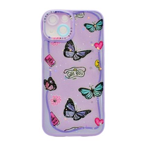 Чохол д/тел силікон iPhone 13 Кольоровий Малюнок з блискітками Мікс