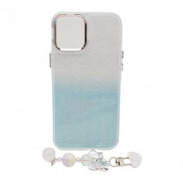 Чохол д/тел силікон iPhone 12ProMAX Глітерний з брелком Мікс