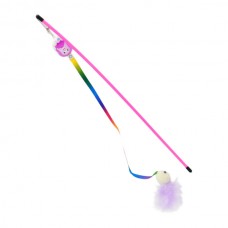Іграшка д/котів 1шт Паличка з стрічкою/пірям/дзвоником арт.1052#-002 *12