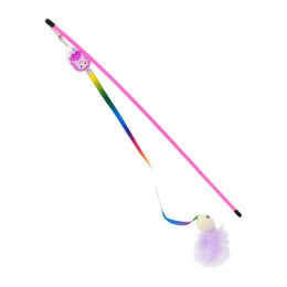 Іграшка д/котів 1шт Паличка з стрічкою/пірям/дзвоником арт.1052#-002 *12