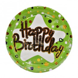 Тарілка святкова паперова 18см Малюнок Золото 10шт Мікс