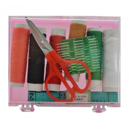 Нитки д/шиття Кольорові Набір 6шт+ножниці+голки+сантиметр футляр *12