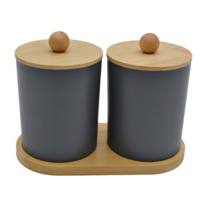 Стакан д/ванної кімн. 2шт дерев'яна кришка і підставка