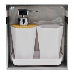 Набір д/ванної Стакан+Дозатор 2шт пластикова підставка Мікс