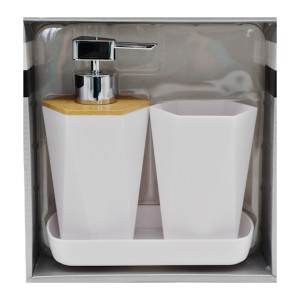 Набір д/ванної Стакан+Дозатор 2шт пластикова підставка Мікс