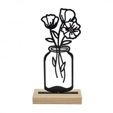 Декор настільний Ваза з квітами метал деревяна підставка арт.6818-3