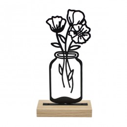 Декор настільний Ваза з квітами метал деревяна підставка арт.6818-3