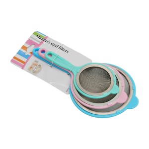 Сито кухонне металеве Набір 3шт (8, 10, 12см) пластикова ручка арт.9510