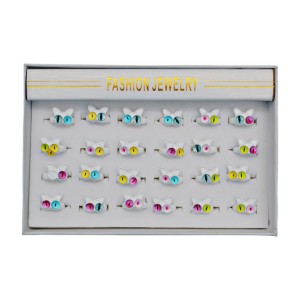 Каблучка дитяча FashionJewelry з емаллю Котик кольорові очі *24