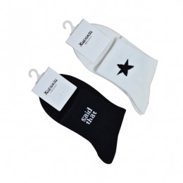 Шкарпетки жін. XUEXIASU 22-24см високі бавовна Принт Мікс *10