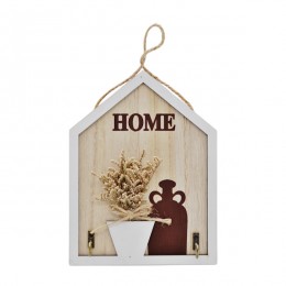 Декоративна настінна ключниця Будиночок на 2 гачка Мікс