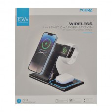 Зарядний пристрій YOURZ бездротовий 15W 3в1 арт.Z24