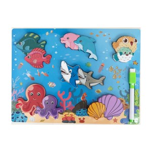 Іграшка дерев'яна Дошка д/малювання+3D пазл Мікс арт.7514