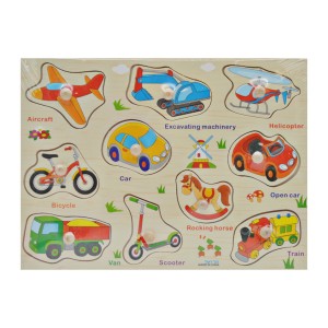 Іграшка дерев'яна пазл-вкладиш з ручкою Фігурки Мікс арт.736